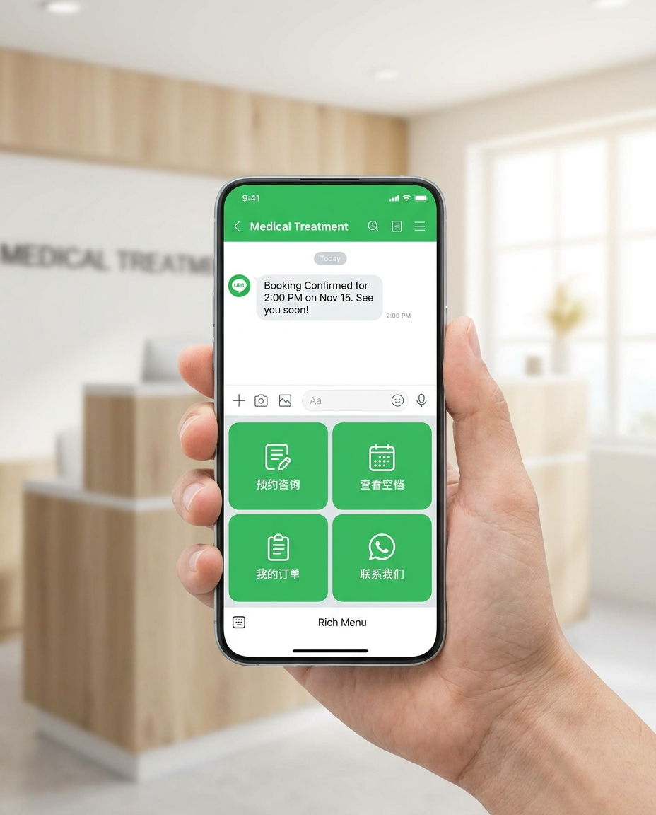 LINEで予約が完了するスマホ画面